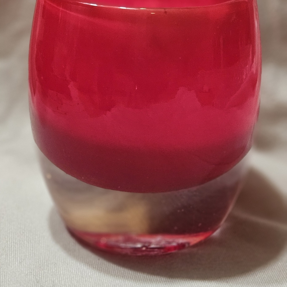 Glassybaby Red Votive Tealight Candle Holder - Pre triskelion Drinking Glass - Picture 4 of 4